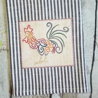 Swirly Rooster Machine Embroidery Design